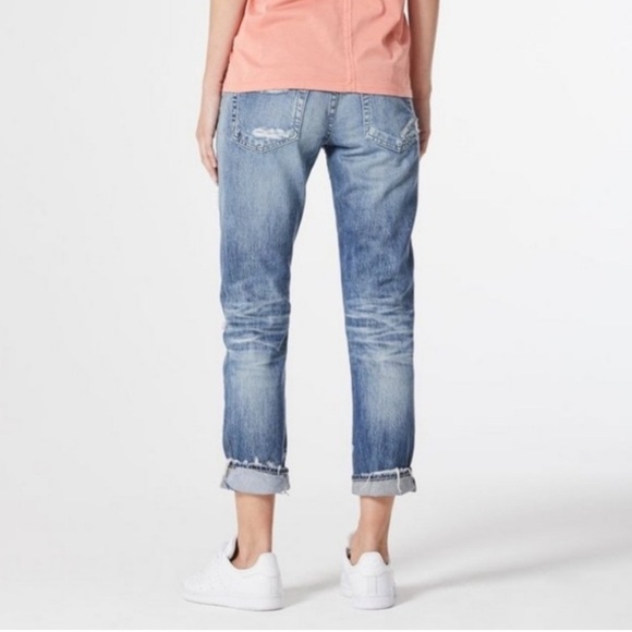 AG The Ex-Boyfriend Slouchy Slim Jean 19 Year Quilted Blue Mended Denim Women 29 - Picture 3 of 16